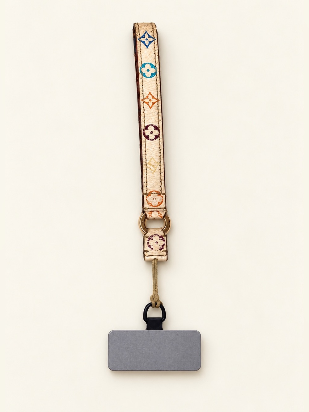 Louis Vuitton White Multicolore Monogram Wrist Strap Lanyard Charm